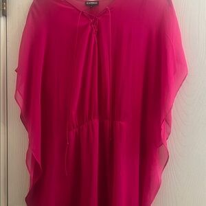 Express Vibrant Pink Sheer Top